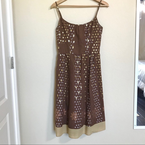 LOFT Dresses & Skirts - Ann Taylor Brown and Gold Mid Length Dress